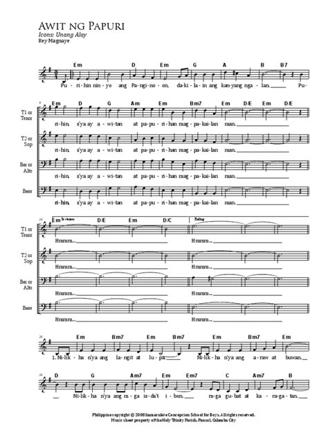 Awit Ng Papuri SATB Rey Magnaye Icons .